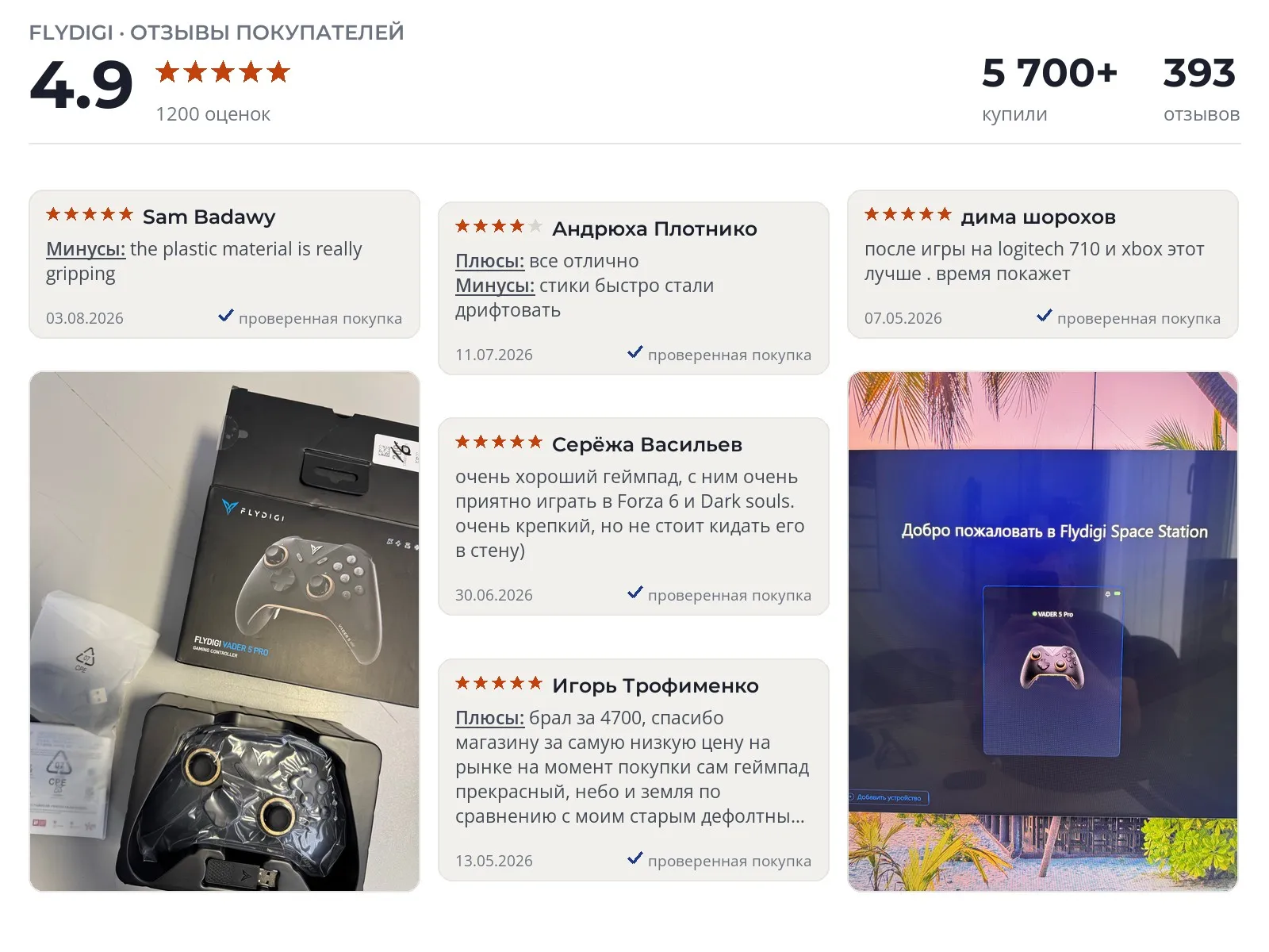 Геймпад Flydigi Vader 5 Pro - реальные фото и отзывы покупателей