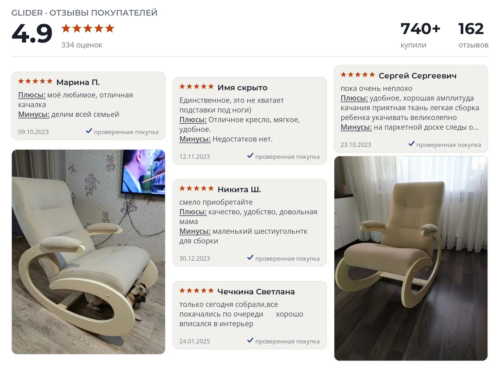 Отзывы и фотографии покупателей на Glider микровелюр. Источник Яндекс.Маркет Кресло-качалка Glider микровелюр - реальные фото и отзывы покупателей