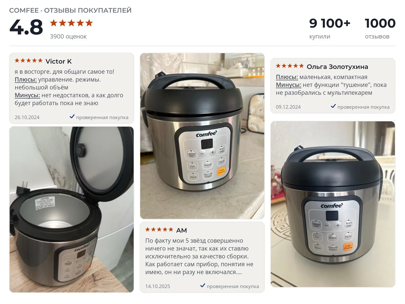 Отзывы и фотографии покупателей на Comfee CF-MC9502. Источник Яндекс.Маркет Мультиварка Comfee CF-MC9502 - реальные фото и отзывы покупателей