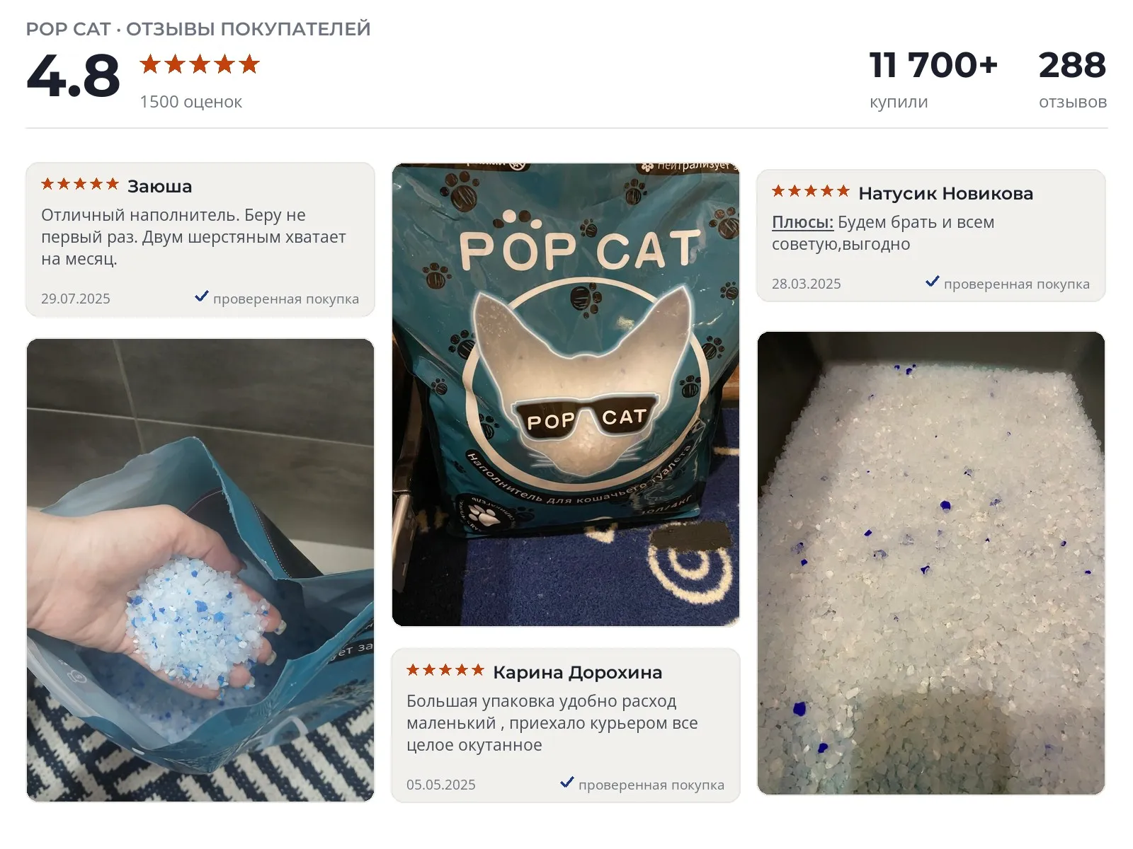 Наполнитель для лотка PopCat - реальные фото и отзывы покупателей