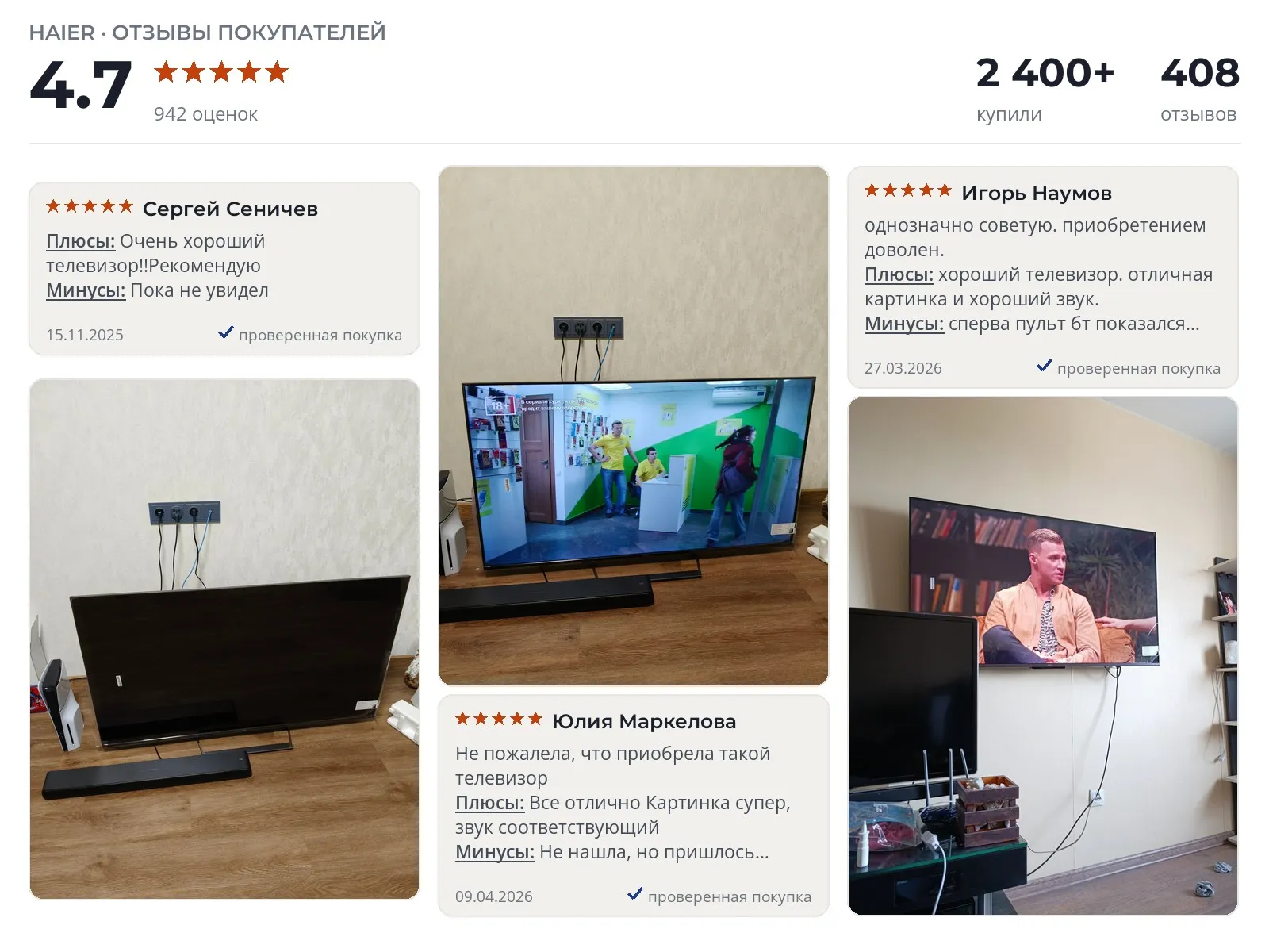 Телевизор 55 дюймов Haier Smart TV S6 - реальные фото и отзывы покупателей