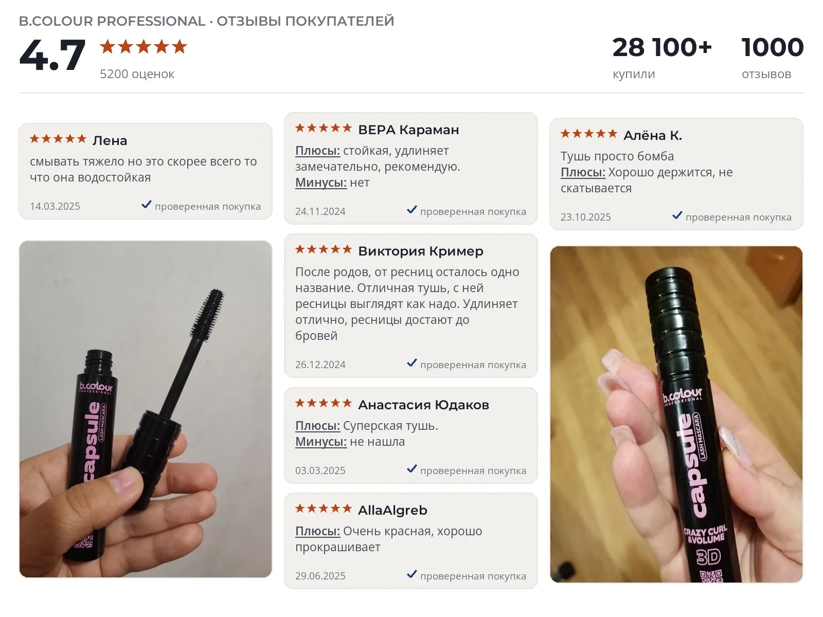Тушь для ресниц B.Colour Professional Capsule 03 Crazy Curl - реальные фото и отзывы покупателей