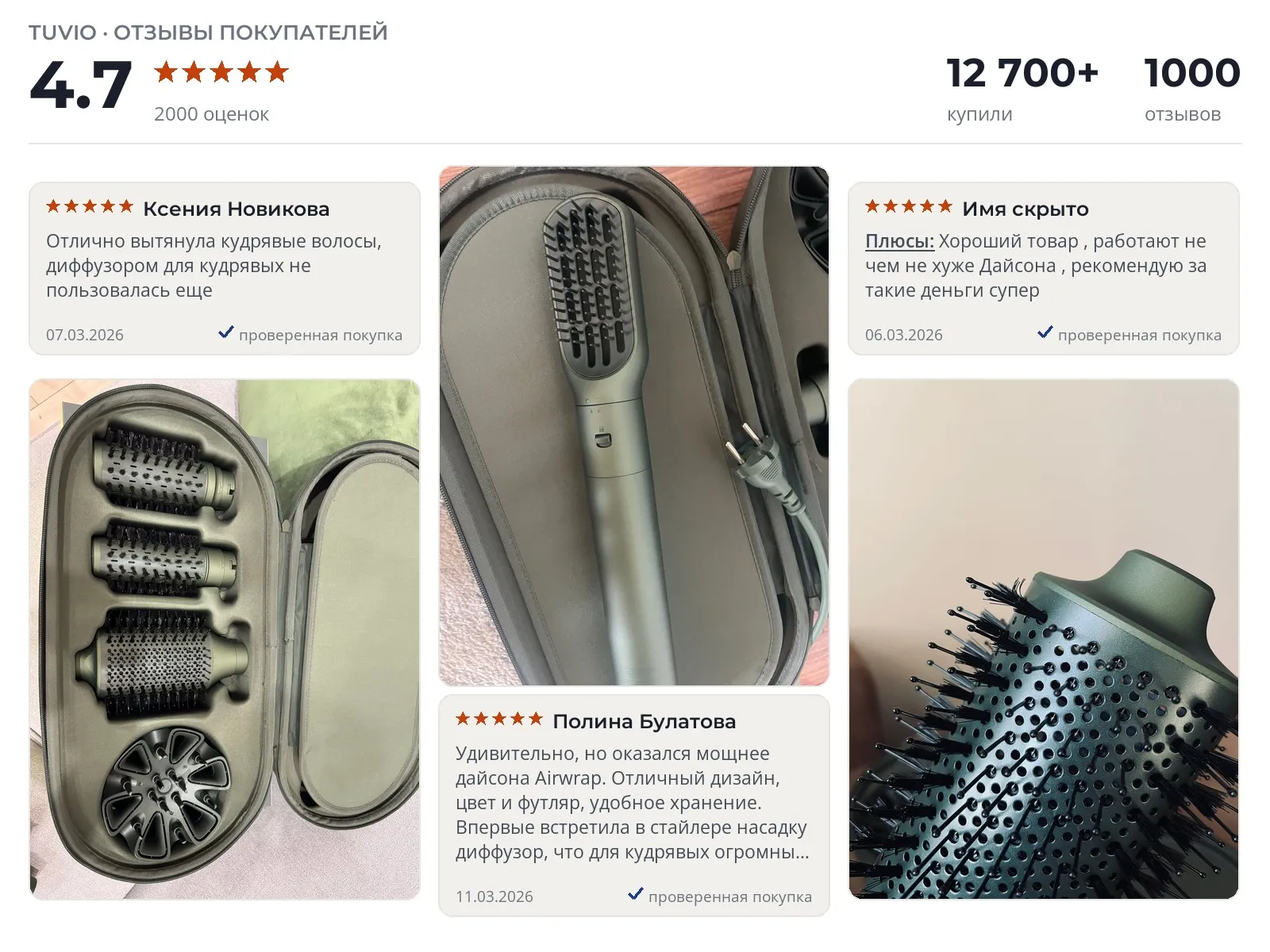 Отзывы и фотографии покупателей на Tuvio Prime HBI1418. Источник Яндекс.Маркет Фен-щётка для волос Tuvio Prime HBI1418 - реальные фото и отзывы покупателей
