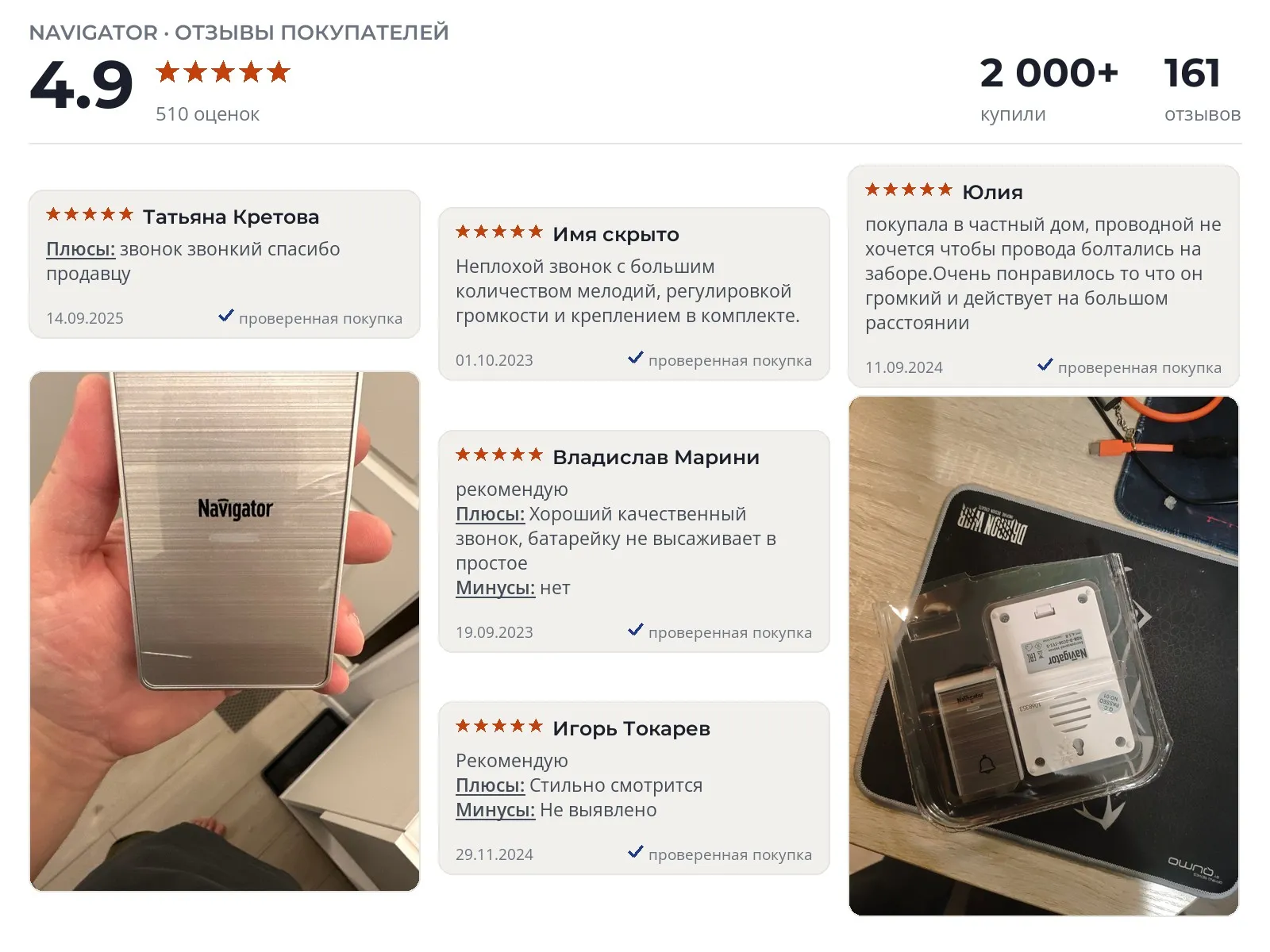 Беспроводной звонок Navigator 80 510 - реальные фото и отзывы покупателей
