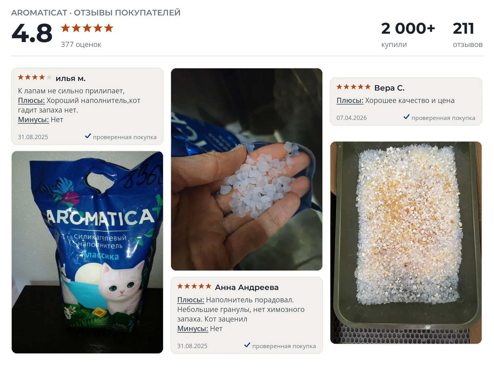 Наполнитель для лотка Aromaticat Классика - реальные фото и отзывы покупателей
