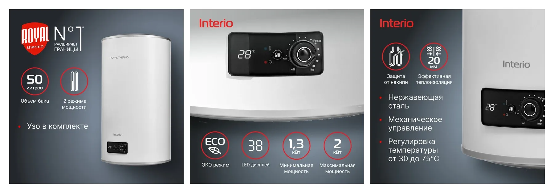 Водонагреватель накопительный Royal Thermo RWH 50 Interio Водонагреватель накопительный Royal Thermo RWH 50 Interio