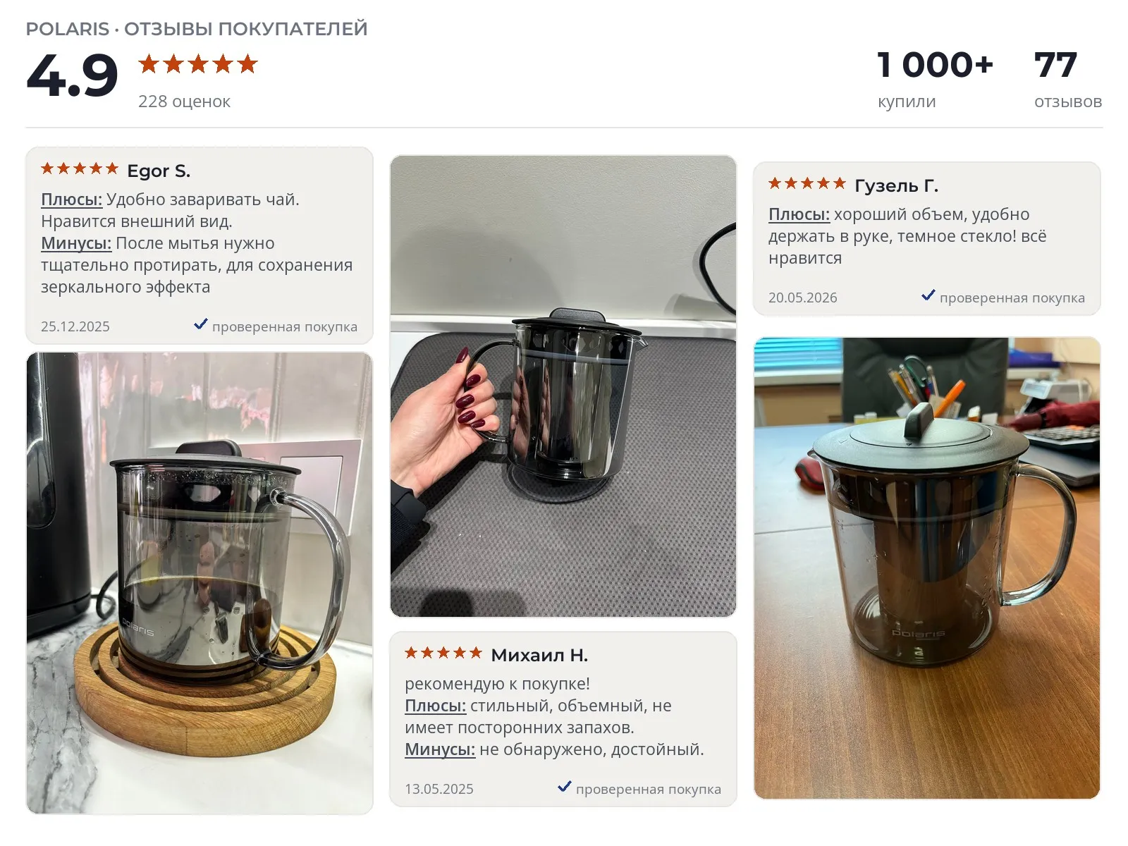 Отзывы и фотографии покупателей на Polaris Graphit. Источник Яндекс.Маркет Заварочный чайник Polaris Graphit - реальные фото и отзывы покупателей