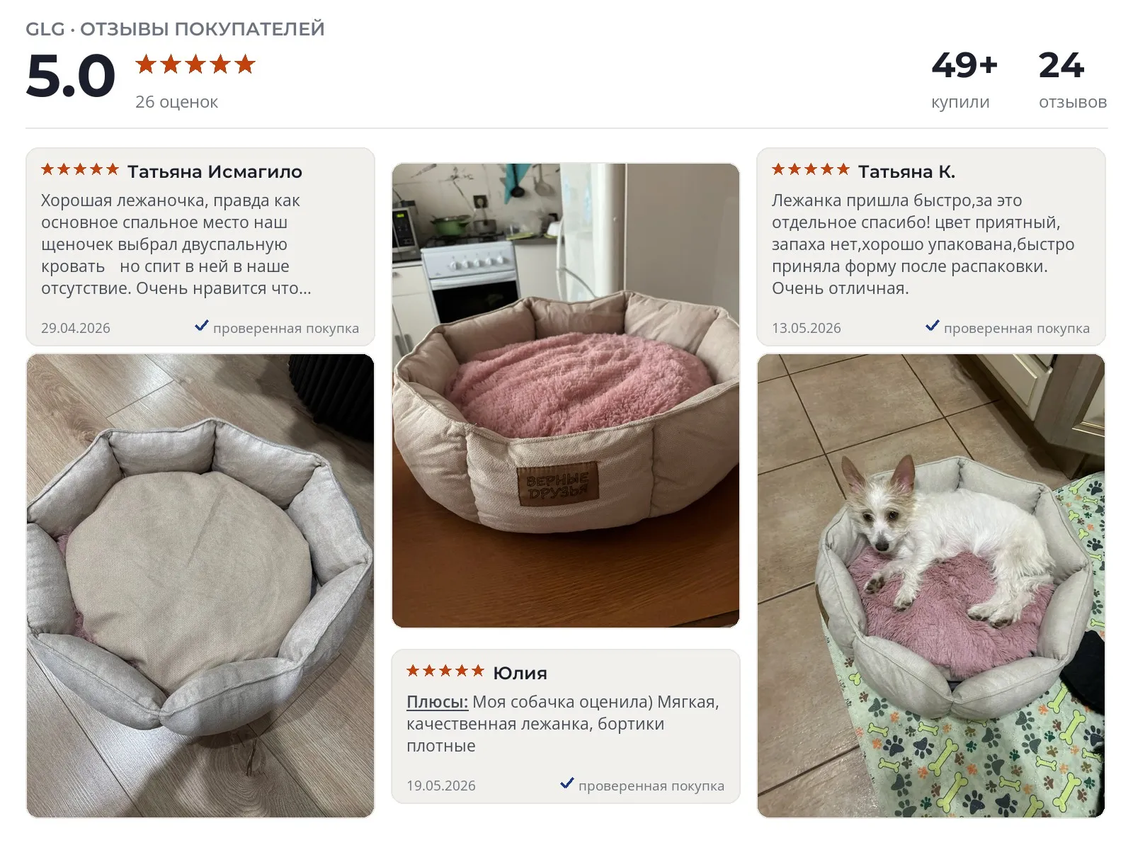 Лежанка для собак GLG Донат - реальные фото и отзывы покупателей