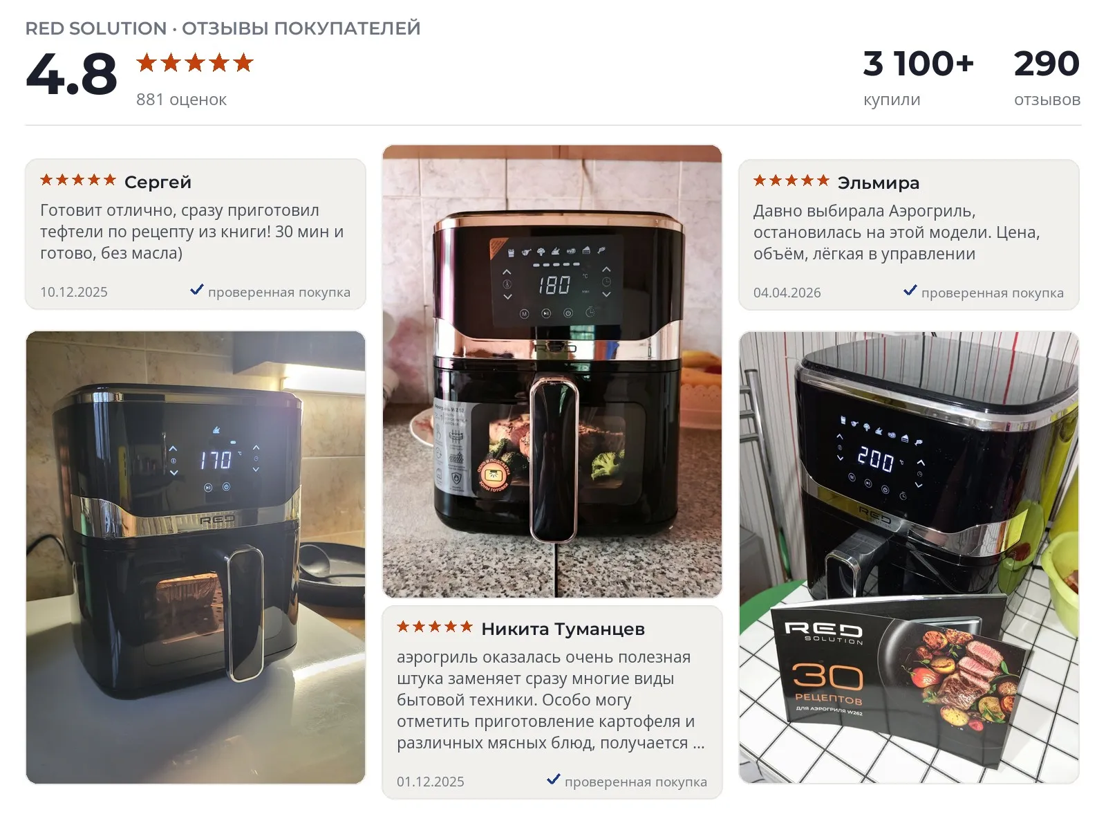 Аэрогриль RED SOLUTION W262 - реальные фото и отзывы покупателей