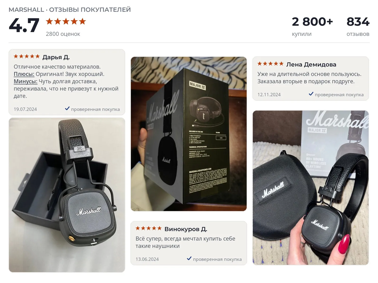 Беспроводные наушники Marshall Major IV - реальные фото и отзывы покупателей