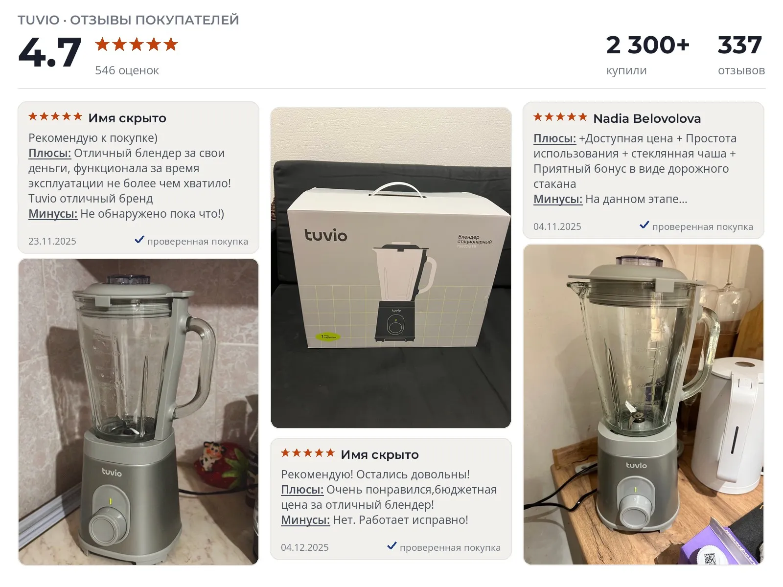 Отзывы и фотографии покупателей на Tuvio TSB02. Источник Яндекс.Маркет Стационарный блендер Tuvio TSB02 - реальные фото и отзывы покупателей