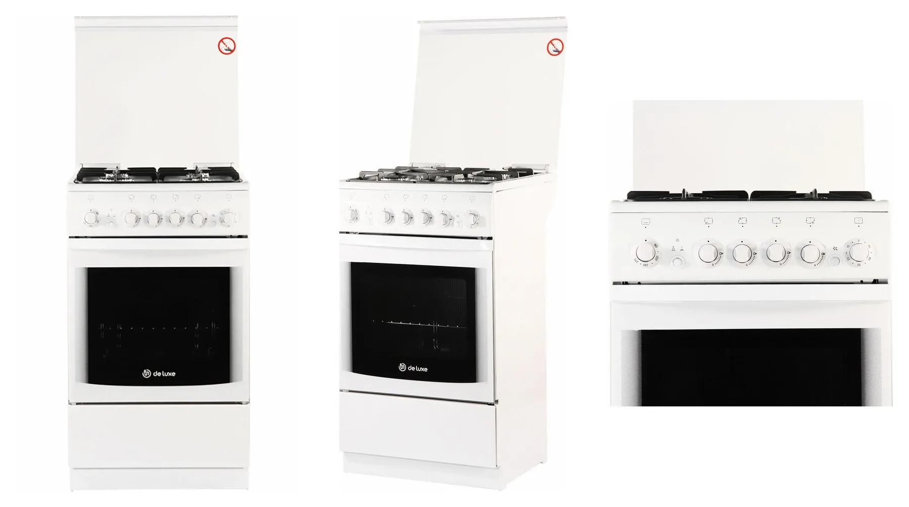 Газовая плита De luxe 5040.33 г 50 см, 43 л, 4 конфорки, белый