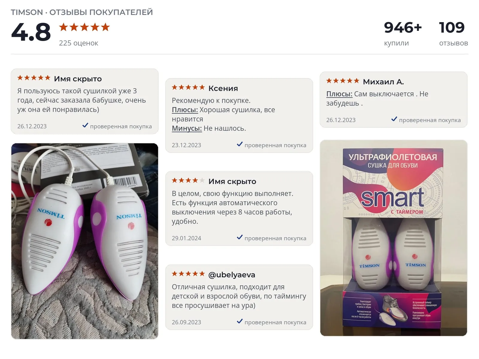 Сушилка для обуви Timson Smart 2440 - реальные фото и отзывы покупателей