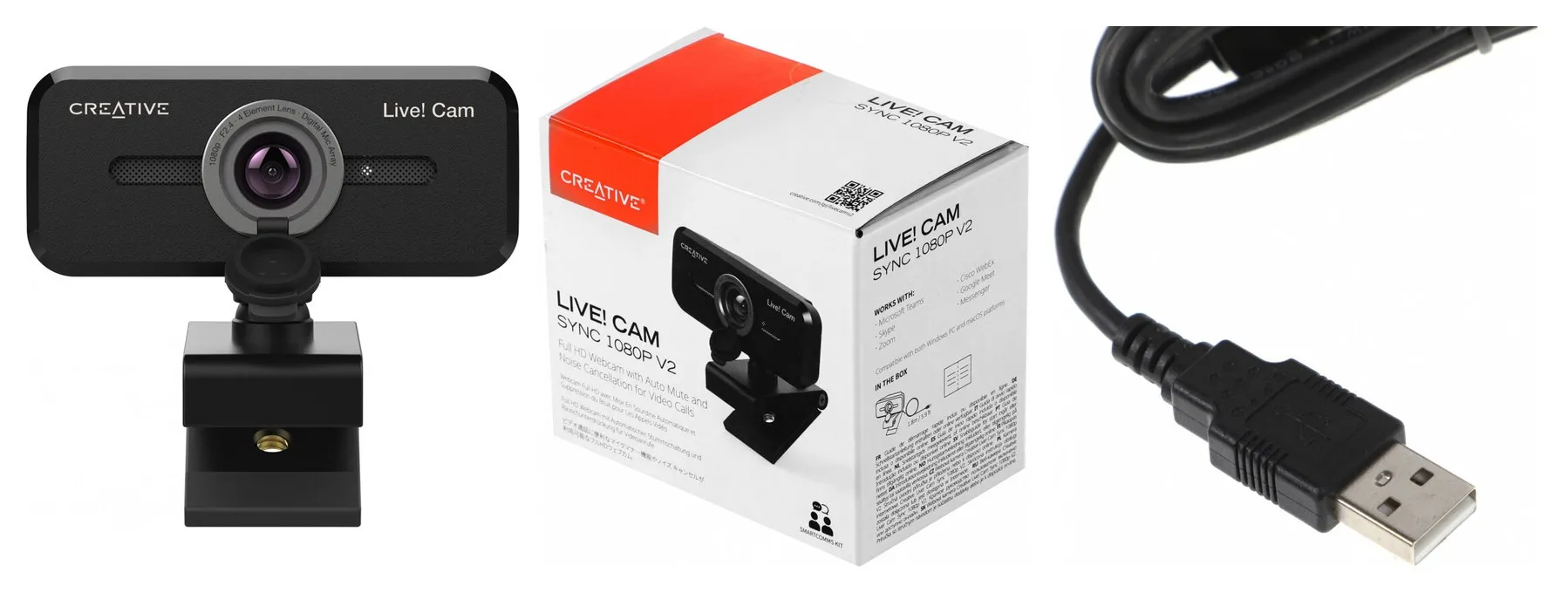 Веб-камера Creative Live! Cam SYNC 1080P V2, черный (73vf088000000)