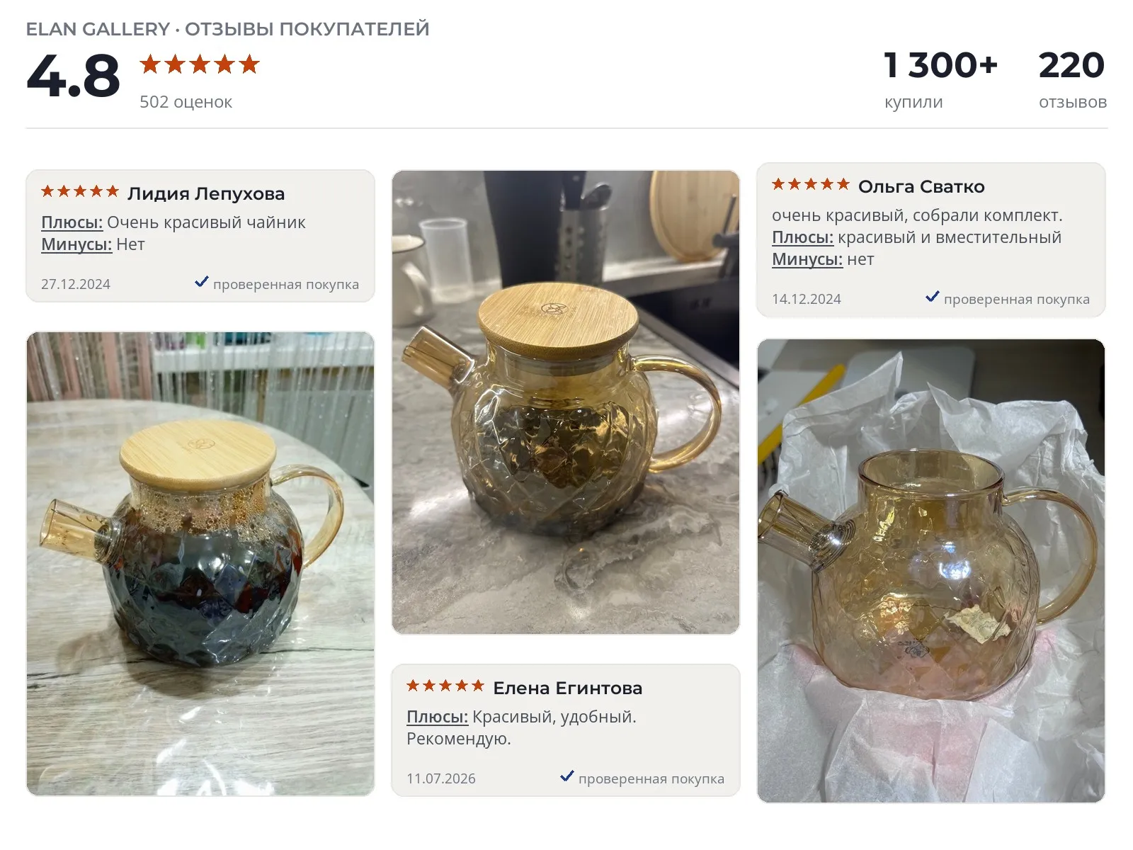 Отзывы и фотографии покупателей на Elan Gallery Crystal glass. Источник Яндекс.Маркет Заварочный чайник Elan Gallery Crystal glass - реальные фото и отзывы покупателей