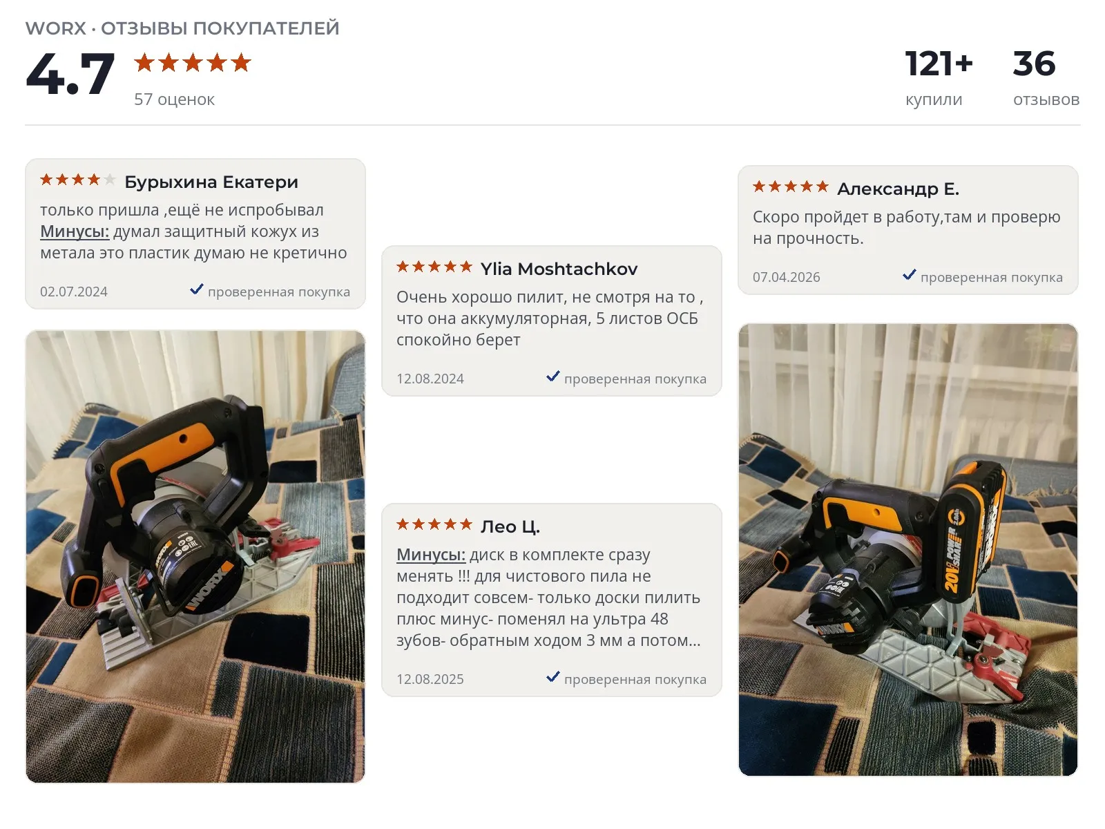Отзывы и фотографии покупателей на Worx WX530. Источник Яндекс.Маркет Циркулярная аккумуляторная пила Worx WX530 - реальные фото и отзывы покупателей