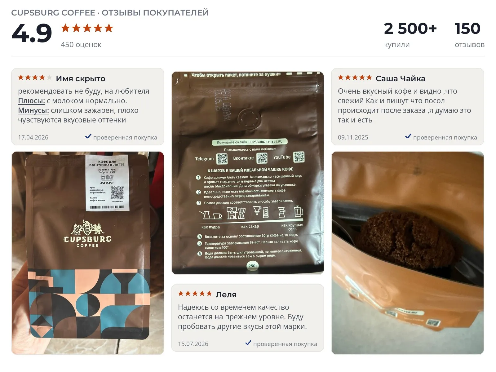 Молотый кофе Капсбург - реальные фото и отзывы покупателей