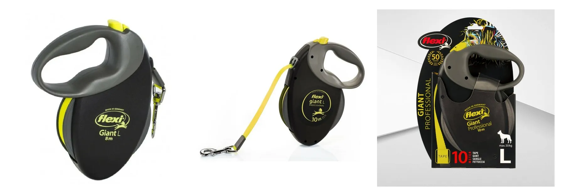 Поводок-рулетка flexi Giant Professional лента 10 м 50 кг чёрная Neon Поводок-рулетка flexi Giant Professional лента 10 м 50 кг чёрная Neon