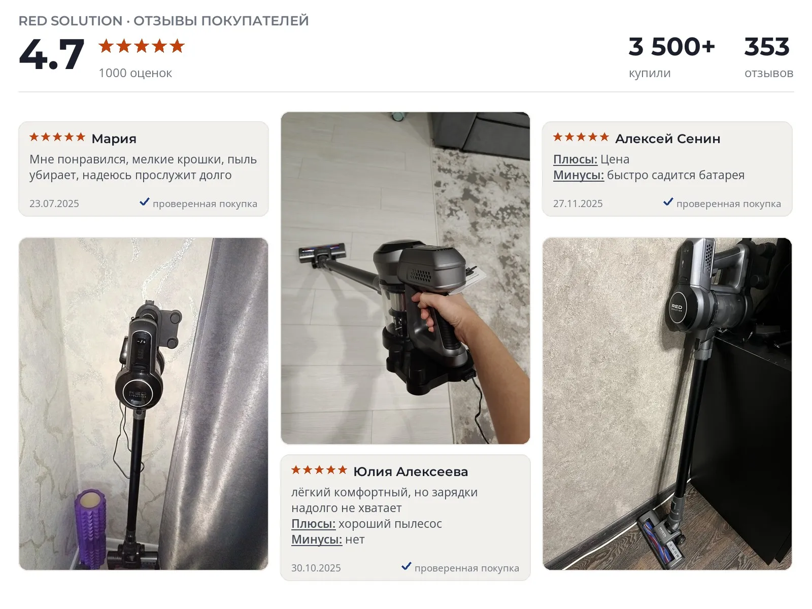 Вертикальный пылесос RED Evolution RV-UR383 - реальные фото и отзывы покупателей