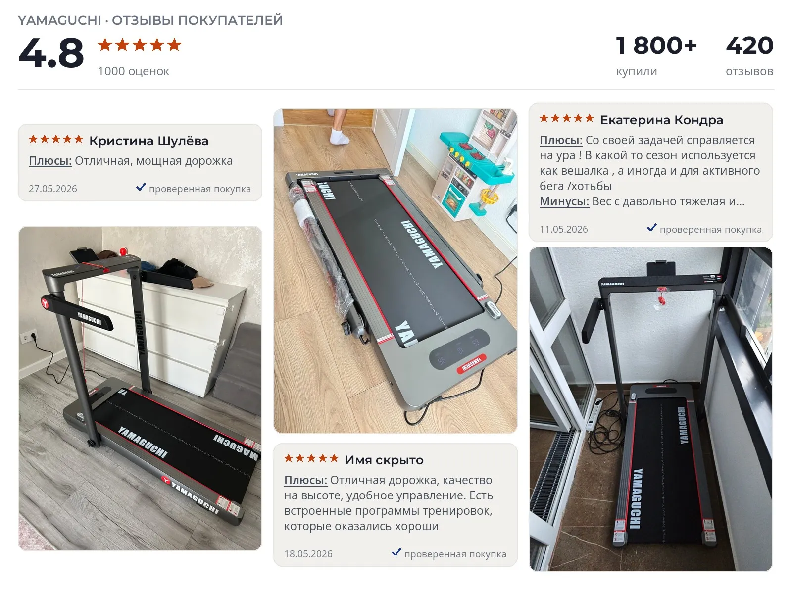 Отзывы и фотографии покупателей на Yamaguchi Home Race. Источник Яндекс.Маркет Беговая дорожка Yamaguchi Home Race - реальные фото и отзывы покупателей