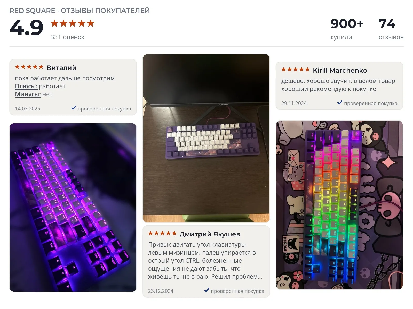 Проводная клавиатура Red Square Keyrox TKL Hyperion - реальные фото и отзывы покупателей