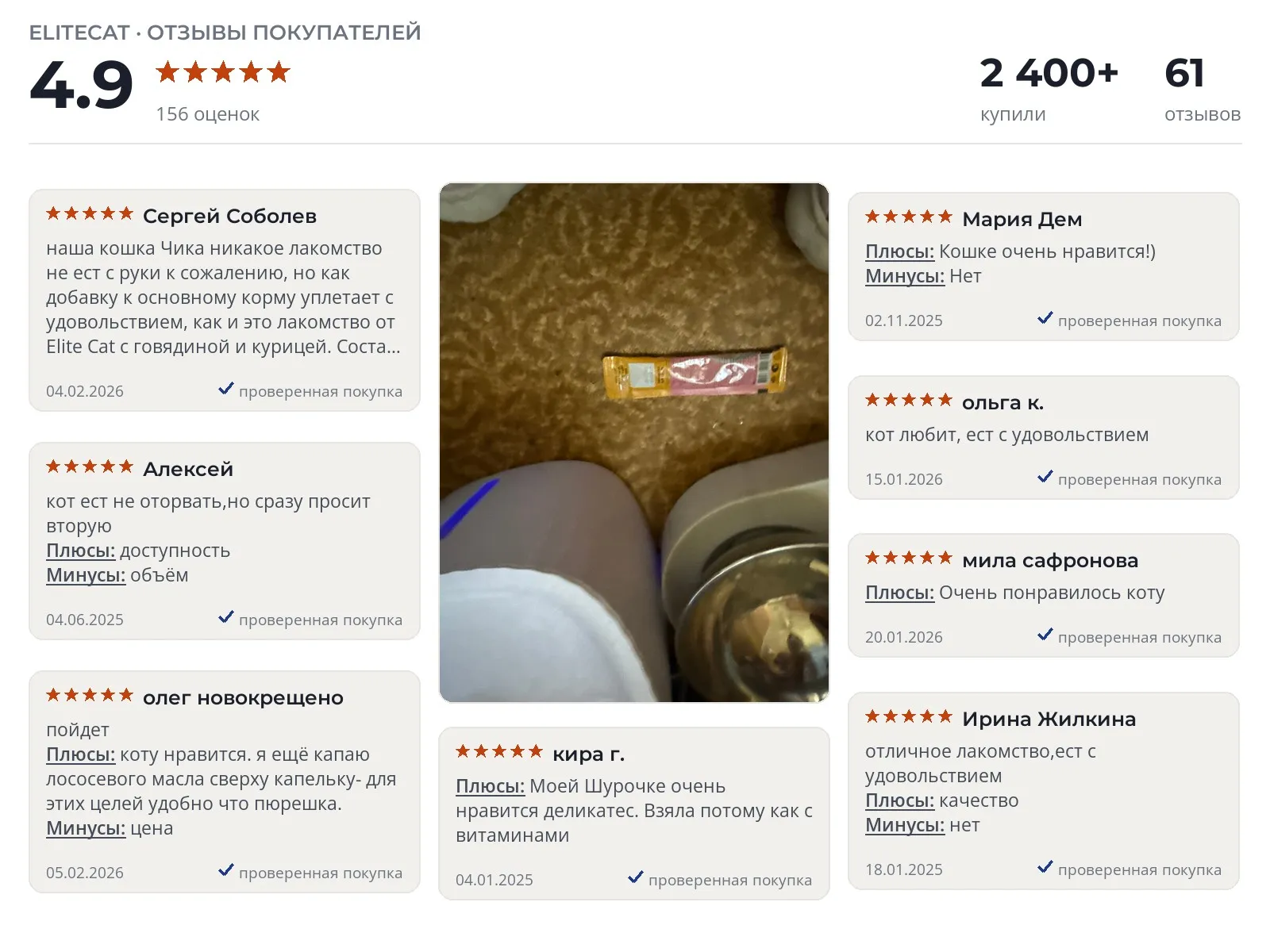 Отзывы и фотографии покупателей на Elitecat Крем-лакомство курица и говядина. Источник Яндекс.Маркет Лакомство для кошек Elitecat Крем-лакомство курица и говядина - реальные фото и отзывы покупателей