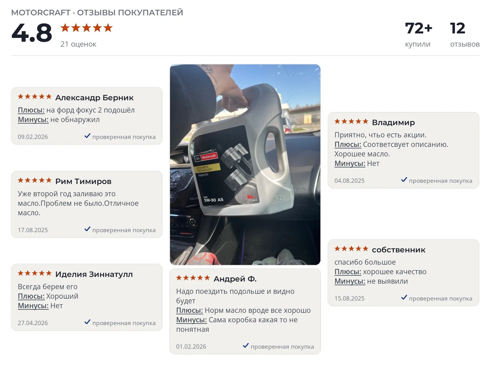 Моторное масло 5w30 Motorcraft Engine Oil - реальные фото и отзывы покупателей