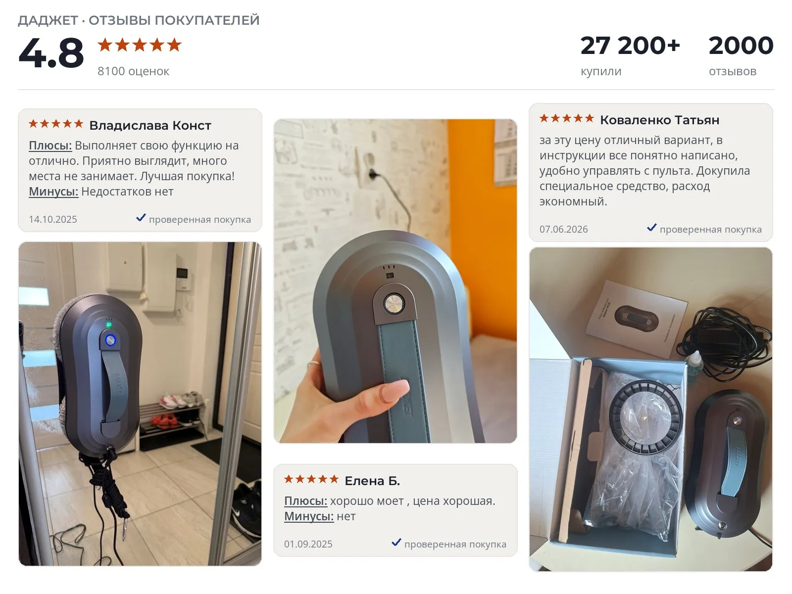 Отзывы и фотографии покупателей на Даджет W220. Источник Яндекс.Маркет Робот мойщик окон Даджет W220 - реальные фото и отзывы покупателей