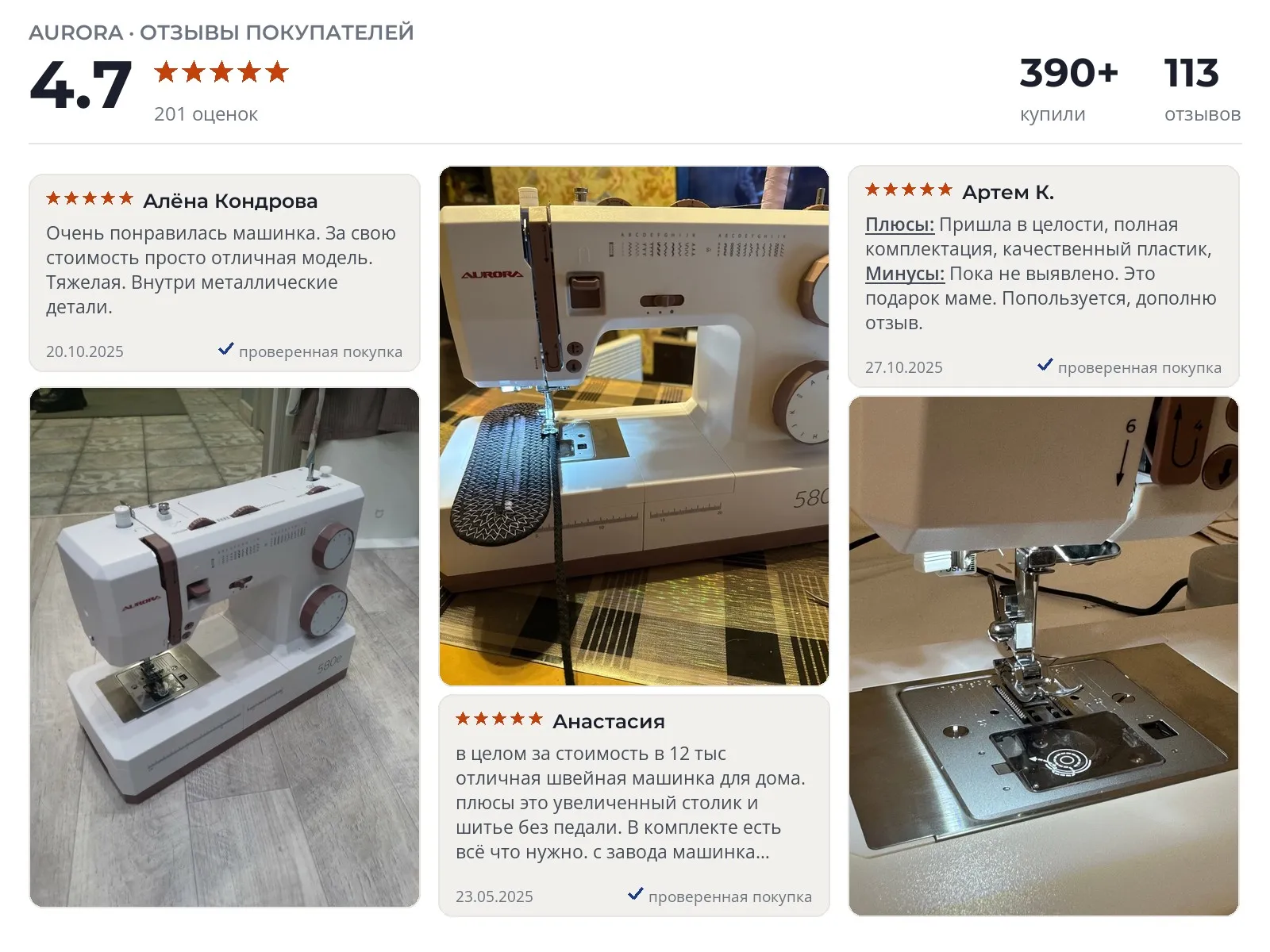 Швейная машинка Aurora 580e - реальные фото и отзывы покупателей