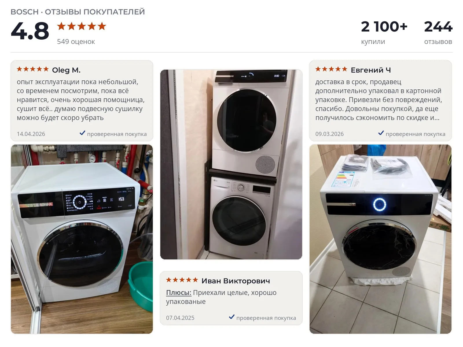 Сушильная машина Bosch WQB245B0ME - реальные фото и отзывы покупателей