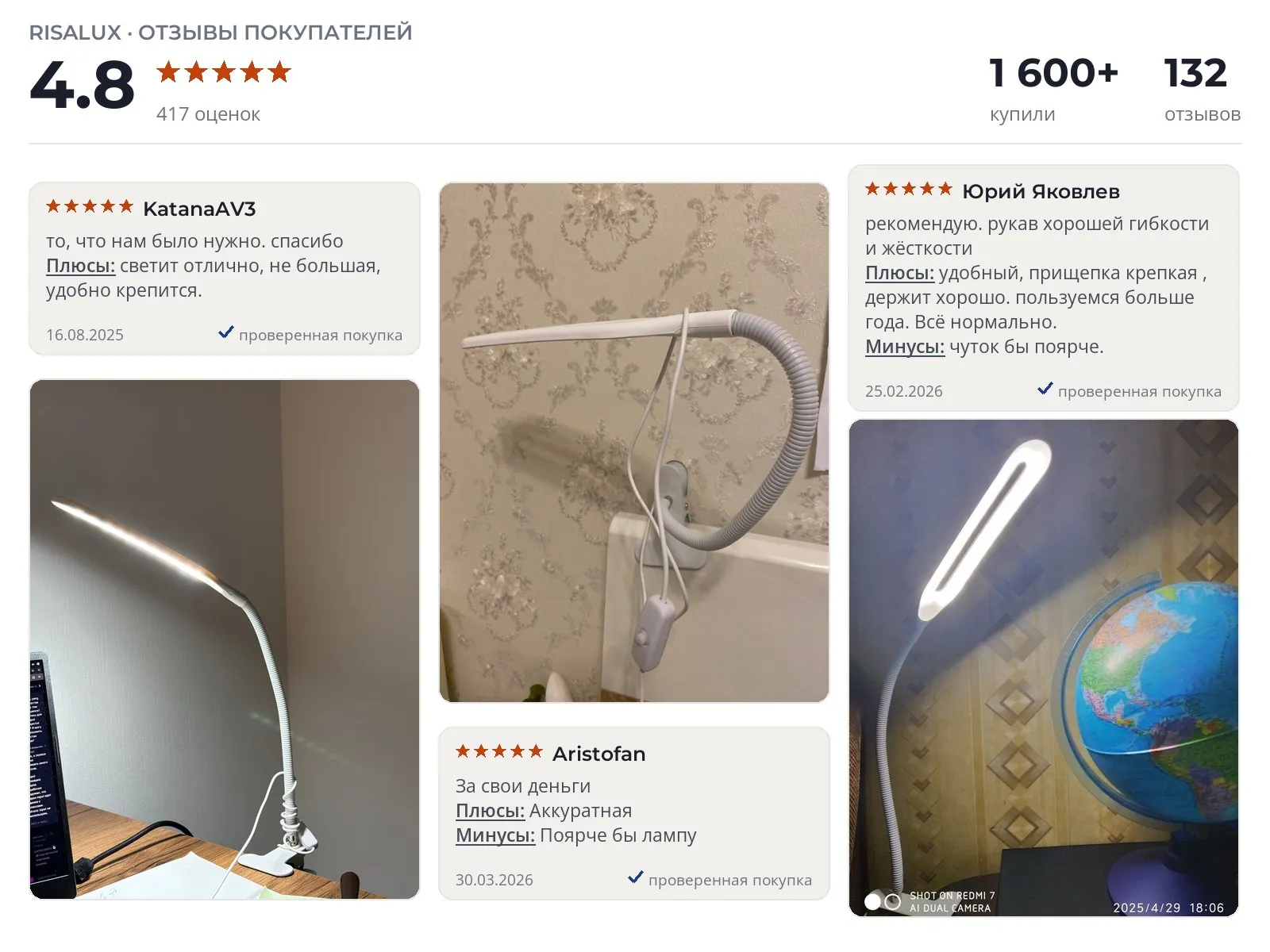 Настольная лампа Risalux Офисный - реальные фото и отзывы покупателей