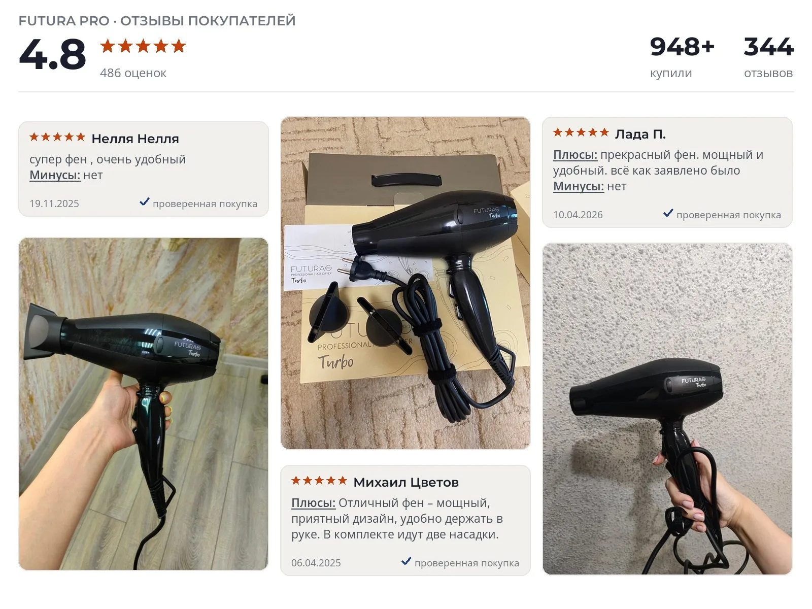 Фен для волос Futura Pro - реальные фото и отзывы покупателей