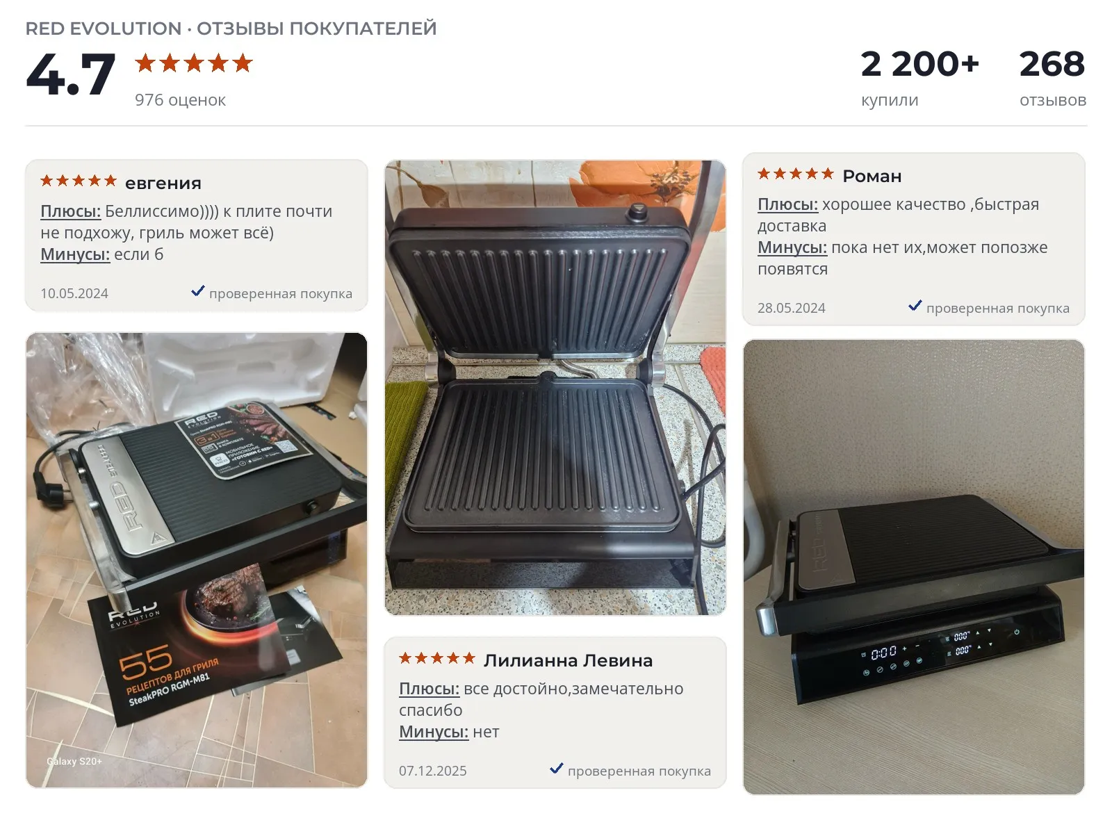 Отзывы и фотографии покупателей на RED SOLUTION SteakPRO RGM-M81. Источник Яндекс.Маркет Электрогриль RED SOLUTION SteakPRO RGM-M81 - реальные фото и отзывы покупателей