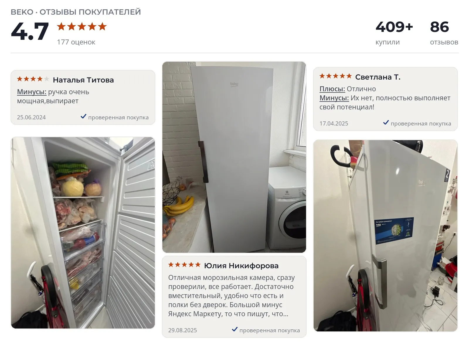 Морозильная камера Beko B1RFNK312 - реальные фото и отзывы покупателей