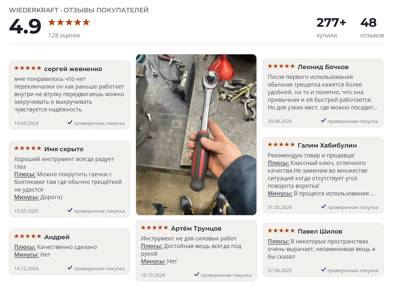 Трещотка WIEDERKRAFT WDK-RH1260 - реальные фото и отзывы покупателей