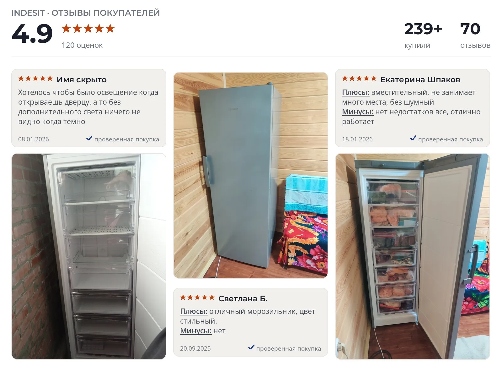 Морозильная камера Indesit DSZ 5175 - реальные фото и отзывы покупателей