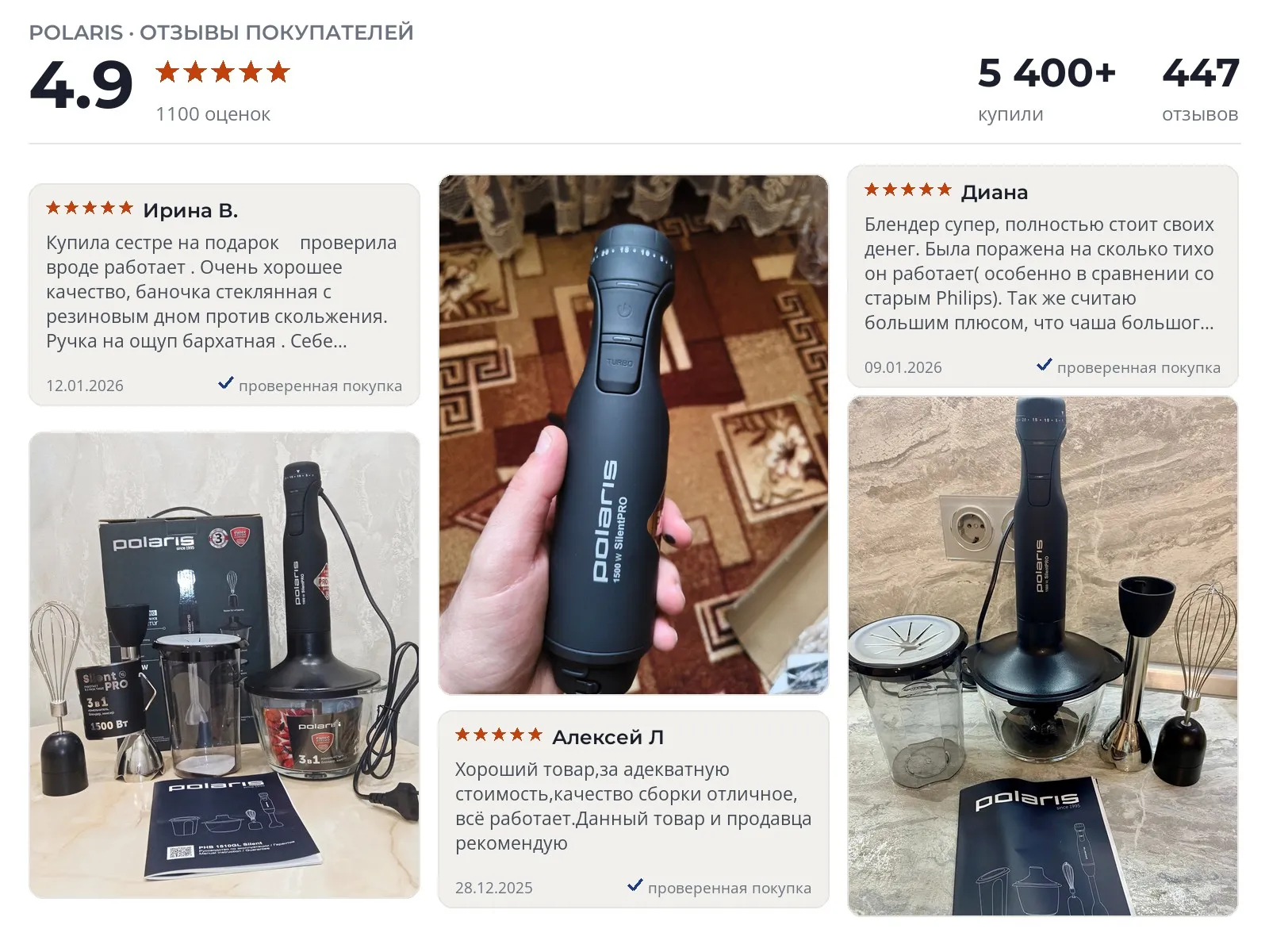 Погружной блендер Polaris 1510 GL - реальные фото и отзывы покупателей