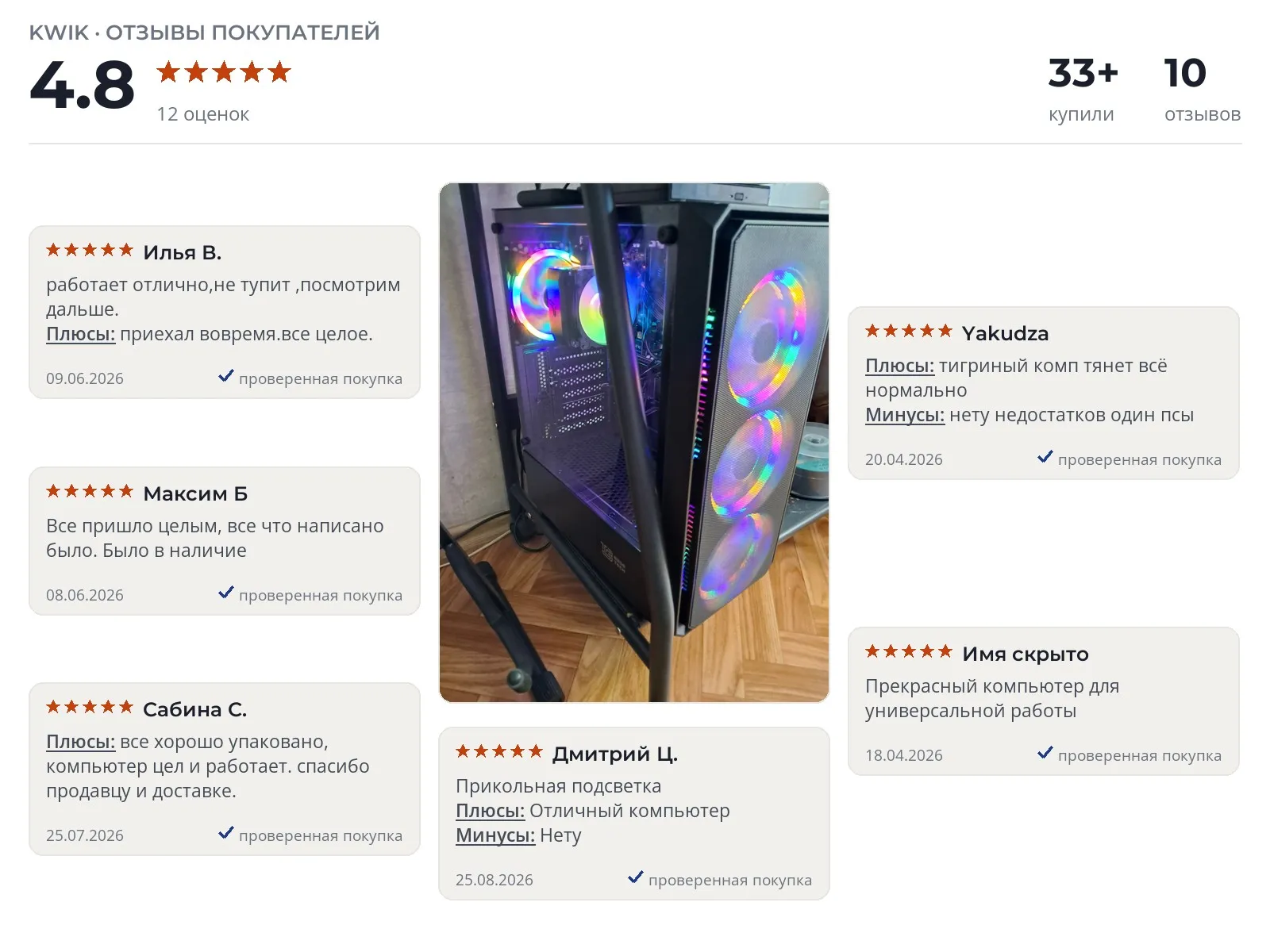 Отзывы и фотографии покупателей на KWIK i5-4570. Источник Яндекс.Маркет Системный блок KWIK i5-4570 - реальные фото и отзывы покупателей