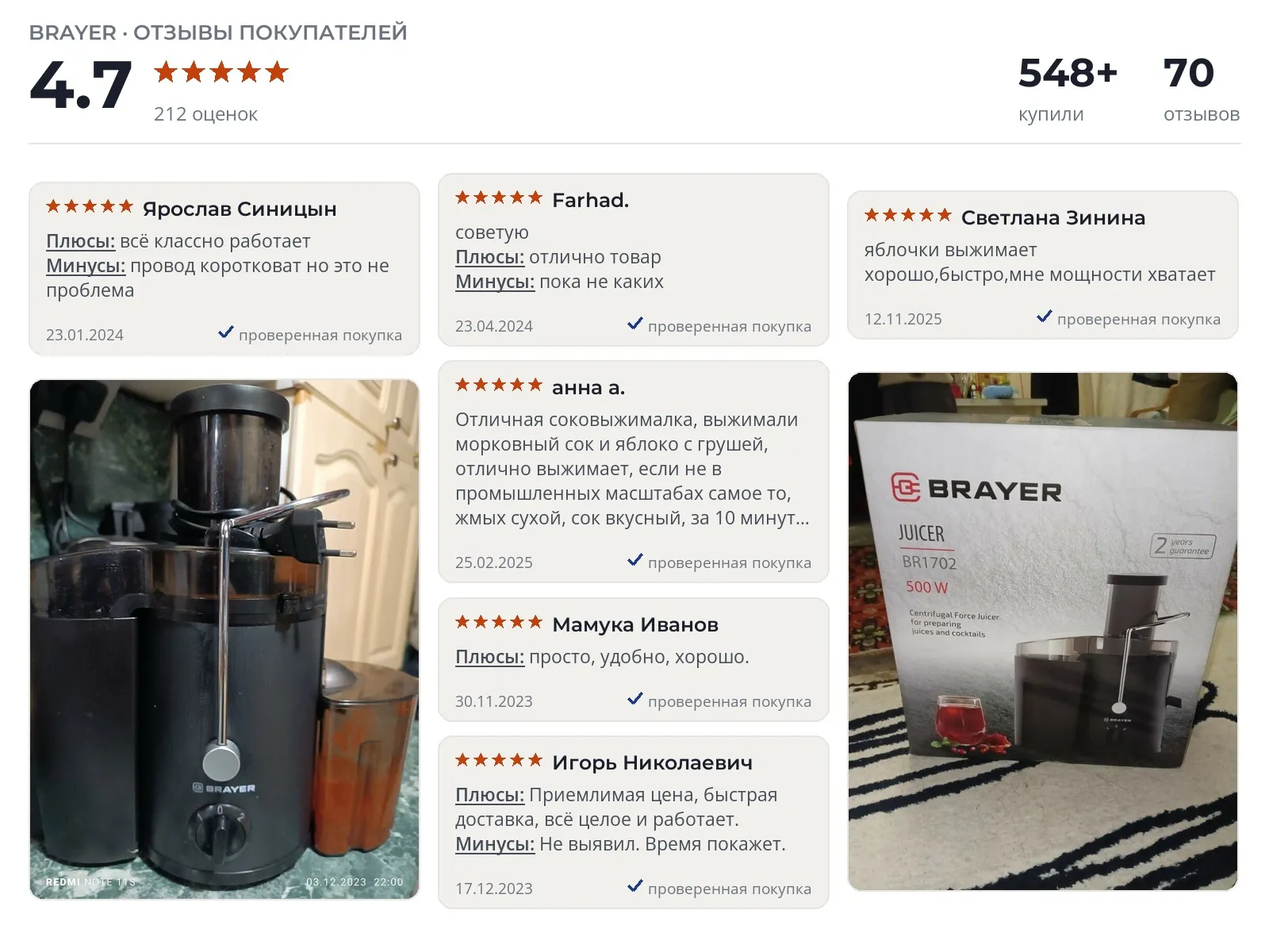 Отзывы и фотографии покупателей на Brayer BR1702. Источник Яндекс.Маркет Центробежная соковыжималка Brayer BR1702 - реальные фото и отзывы покупателей
