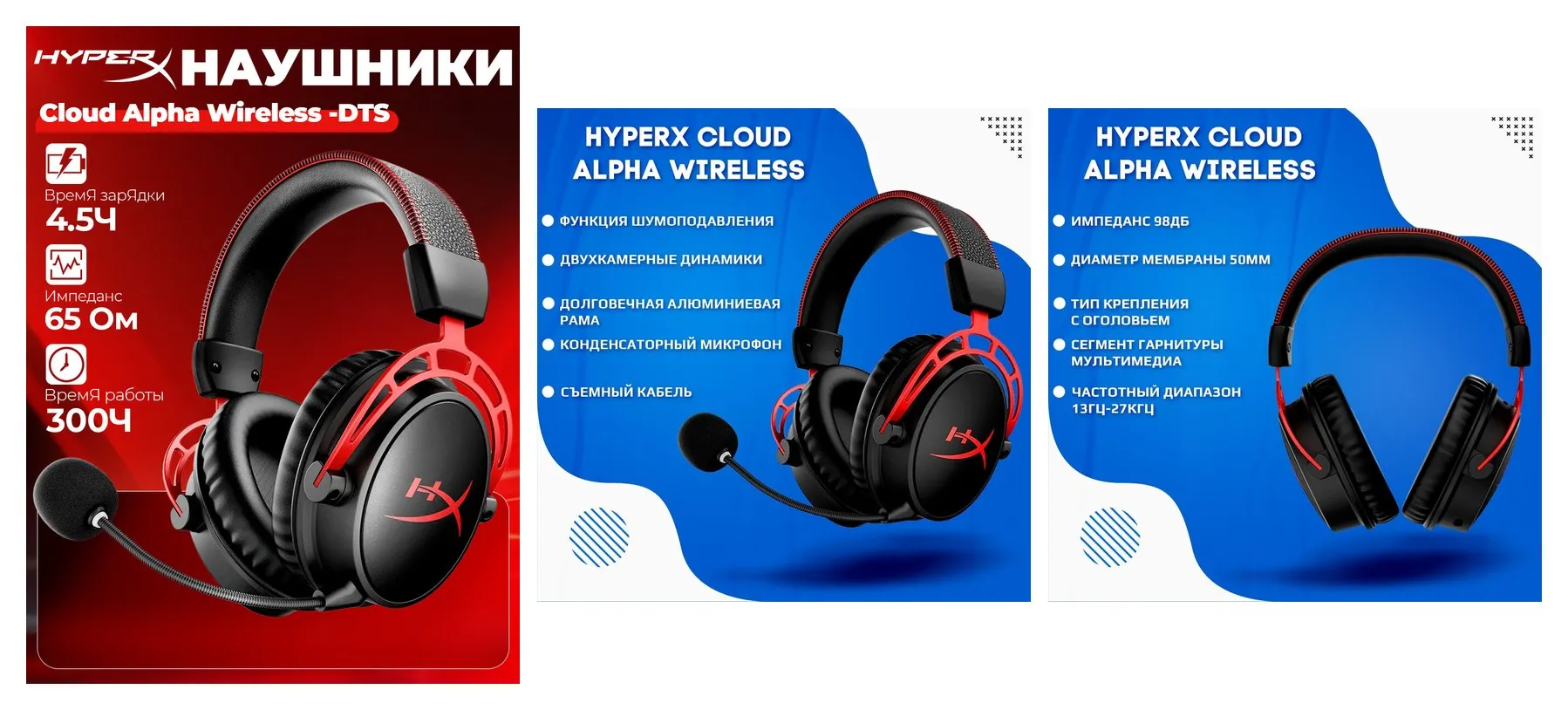 Беспроводная игровая гарнитура HyperX Cloud Alpha Wireless с технологией DTS (4P5D4AA)