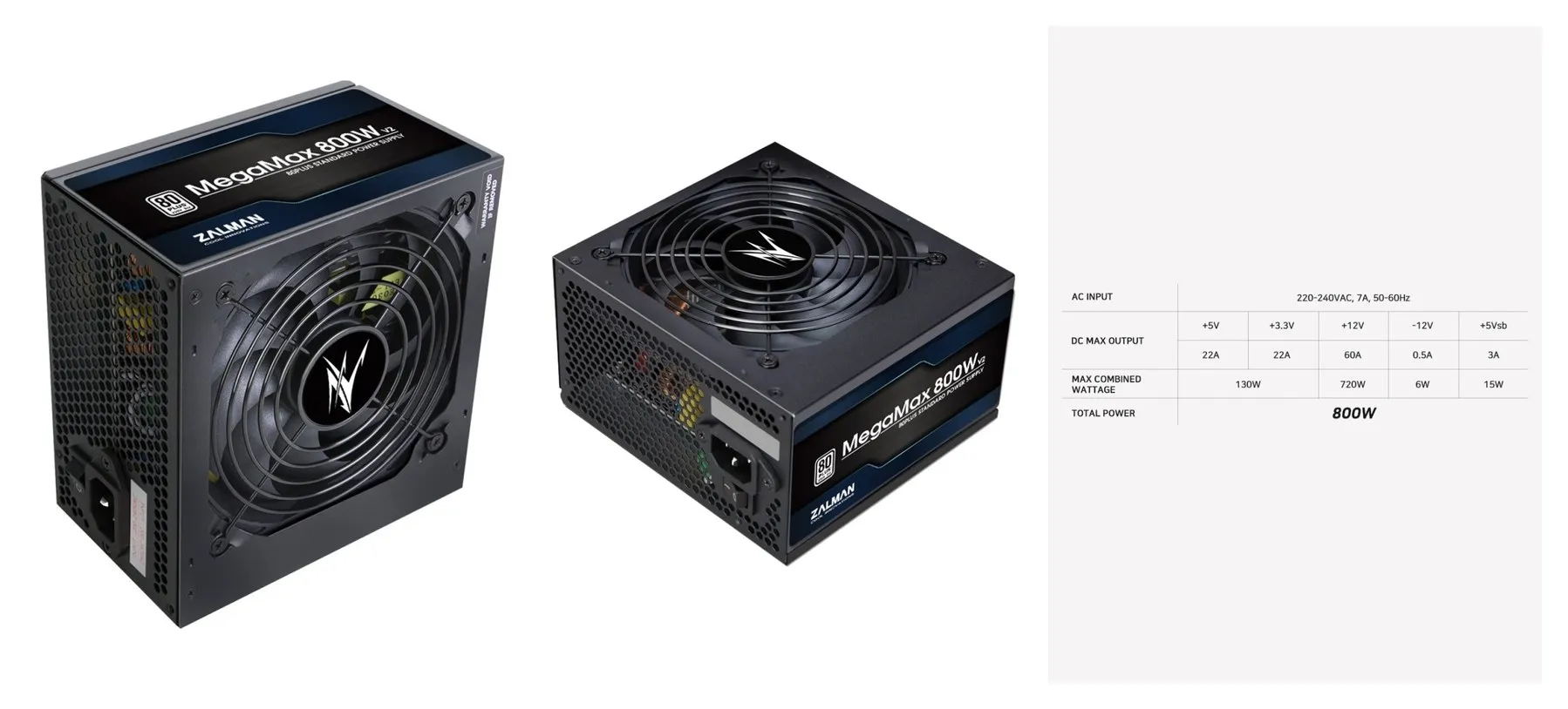 Блок питания Zalman MegaMax, 800W, 80+ Standart (ZM800-TXII)