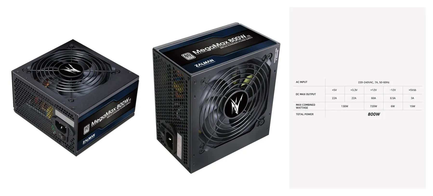Блок питания Zalman MegaMax, 800W, 80+ Standart (ZM800-TXII)