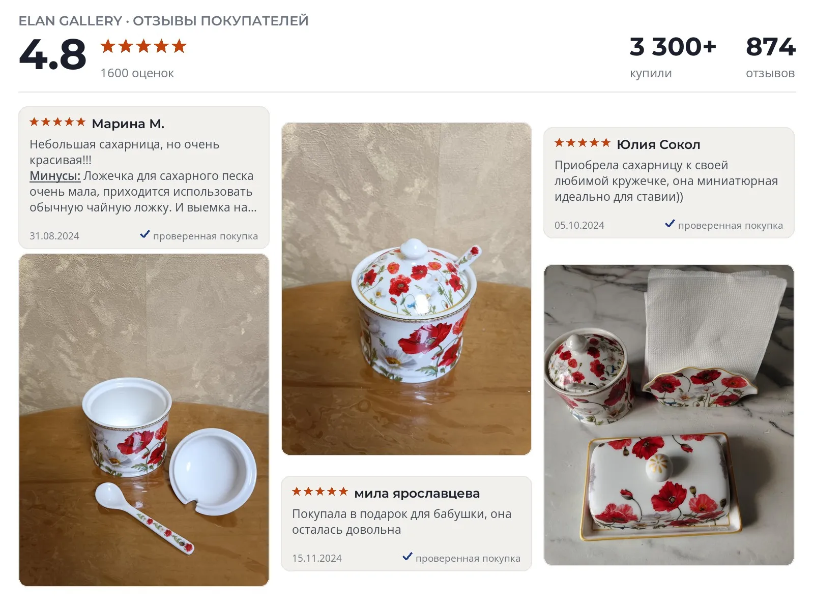 Отзывы и фотографии покупателей на Elan Gallery Маки. Источник Яндекс.Маркет Сахарница Elan Gallery Маки - реальные фото и отзывы покупателей