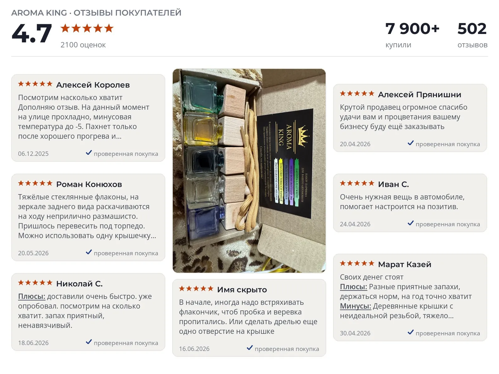 Автомобильный ароматизатор Aroma King Набор 5 шт - реальные фото и отзывы покупателей