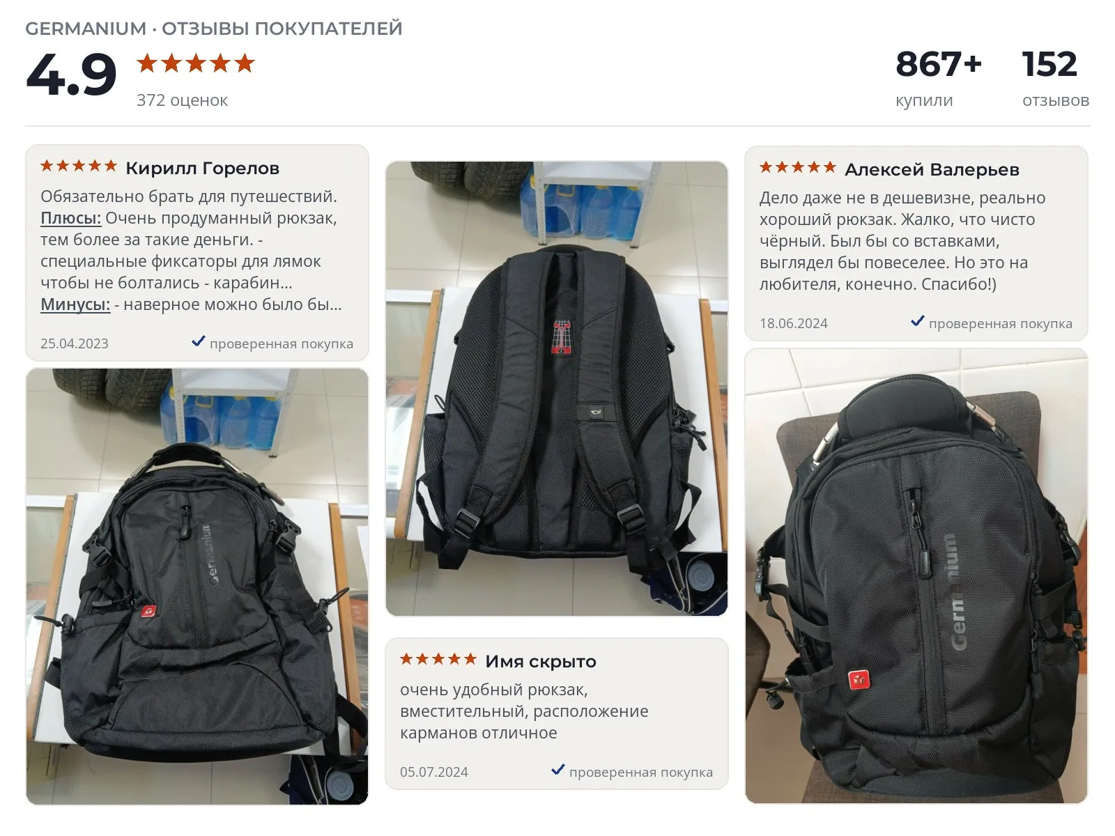 Мужской рюкзак Germanium S-02 - реальные фото и отзывы покупателей